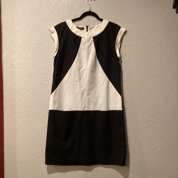 LAFAYETTE 148 Dima Black White Colorblock Shift Dress w/pockets sleeveless 8 - Picture 3 of 11